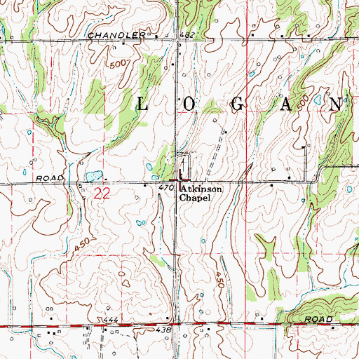 Topographic Map of Atkinson Chapel, IN