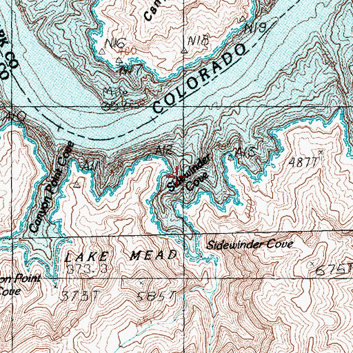 Topographic Map of Sidewinder Cove, AZ