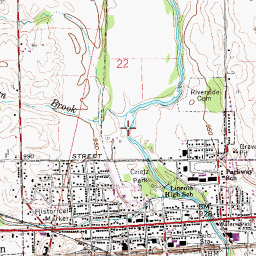 Topographic Map of Auburn Brook, IN