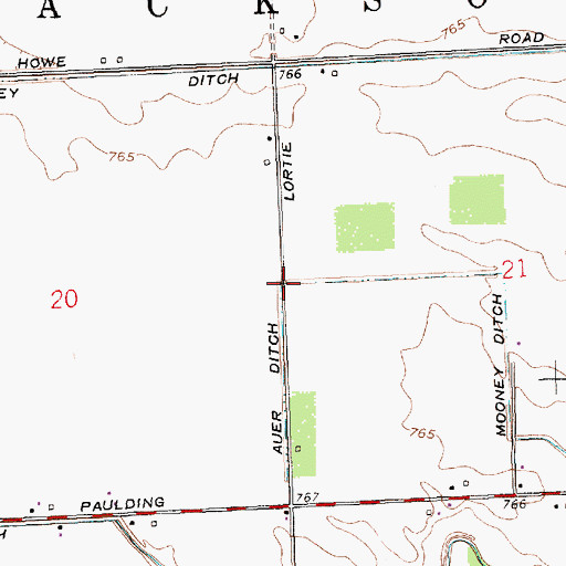 Topographic Map of Auer Ditch, IN