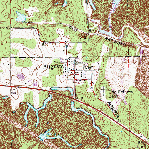 Topographic Map of Augusta, IN