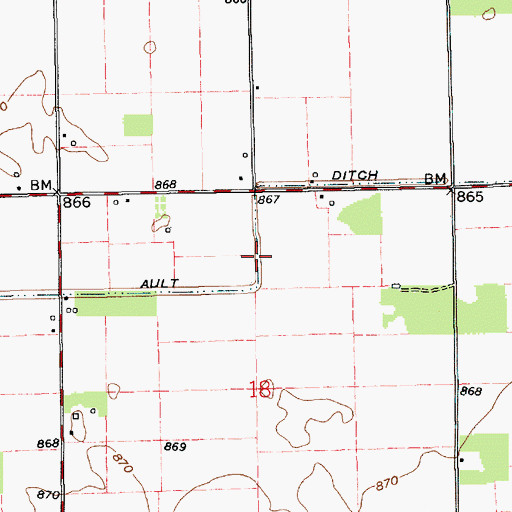 Topographic Map of Ault Ditch, IN