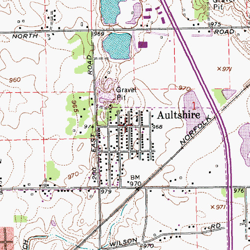 Topographic Map of Aultshire, IN