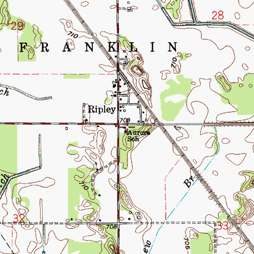 Topographic Map of Aurora School, IN