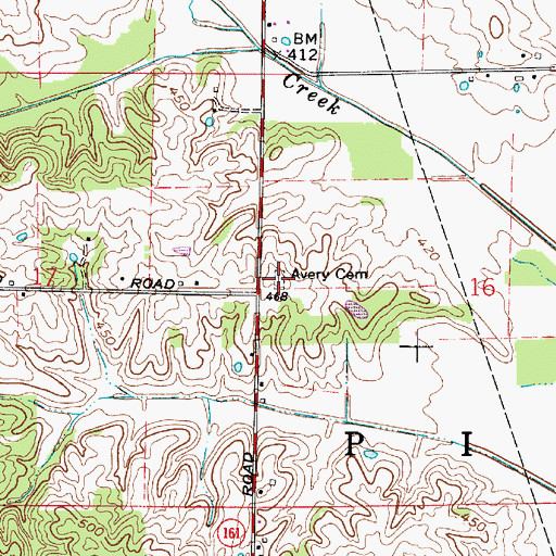 Topographic Map of Avery Cemetery, IN