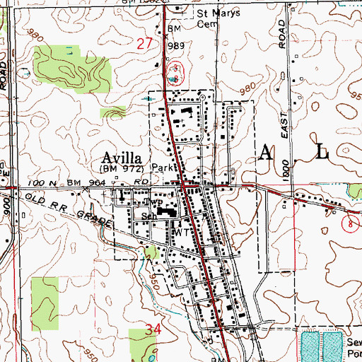 Topographic Map of Avilla, IN