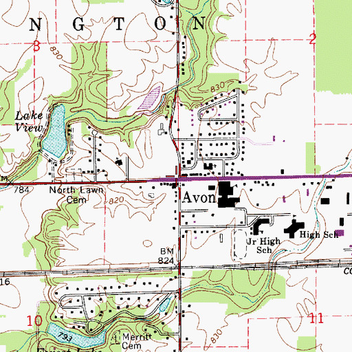 Topographic Map of Avon, IN