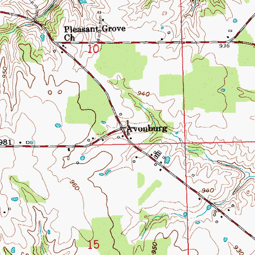 Topographic Map of Avonburg, IN
