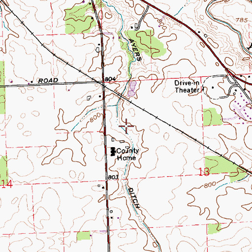 Topographic Map of Ayers Ditch, IN
