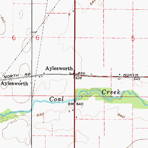 Topographic Map of Aylesworth, IN