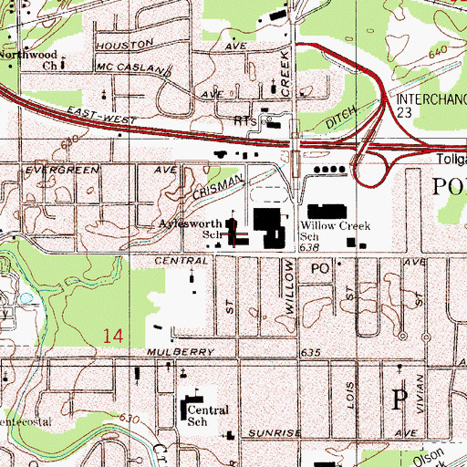 Topographic Map of Wallace Aylesworth Elementary School, IN