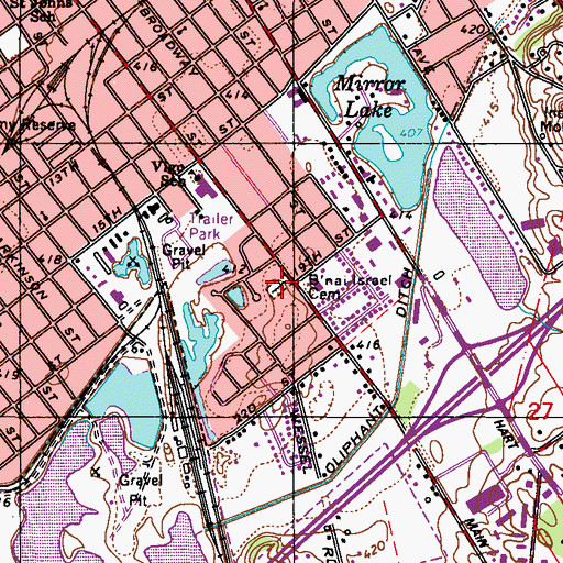 Topographic Map of B'nai-Israel Cemetery, IN