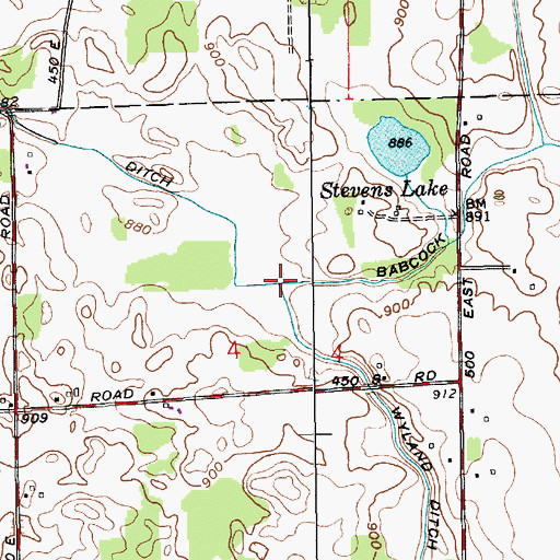 Topographic Map of Babcock Branch, IN
