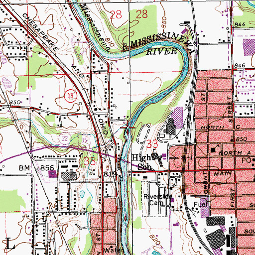 Topographic Map of Back Creek, IN