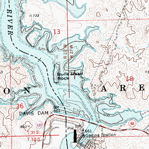 Topographic Map of Bullhead Cove, AZ