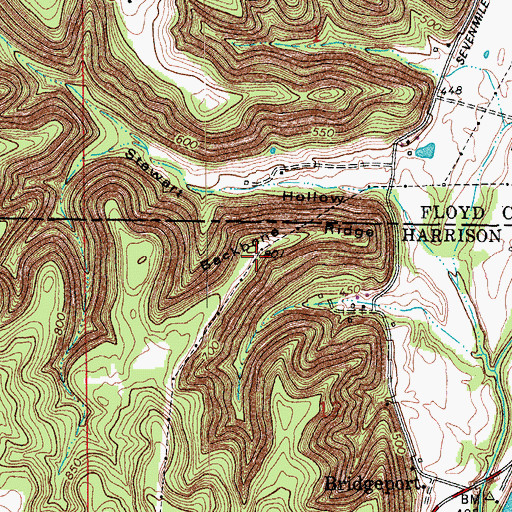 Topographic Map of Backbone Ridge, IN