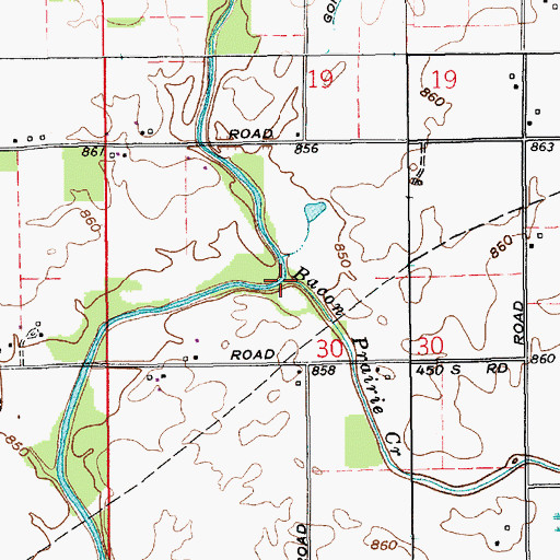 Topographic Map of Bacon Prairie Creek, IN