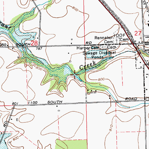 Topographic Map of Badger Creek, IN