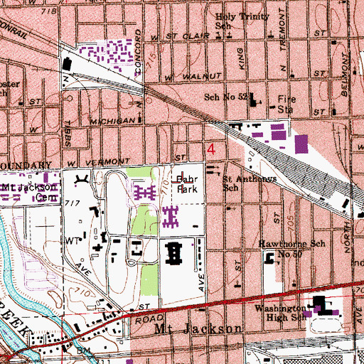 Topographic Map of Bahr Park, IN