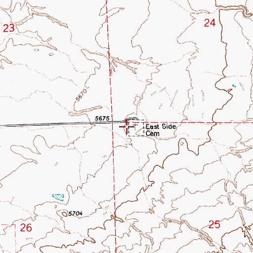 Topographic Map of Saint Johns Catholic Cemetery, AZ