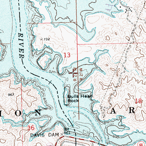 Topographic Map of Davis Cove, AZ