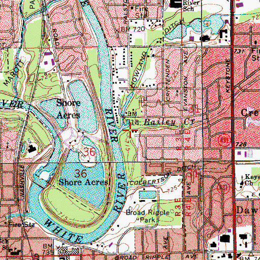Topographic Map of Bailey Creek, IN