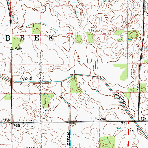 Topographic Map of Bailey Ditch, IN