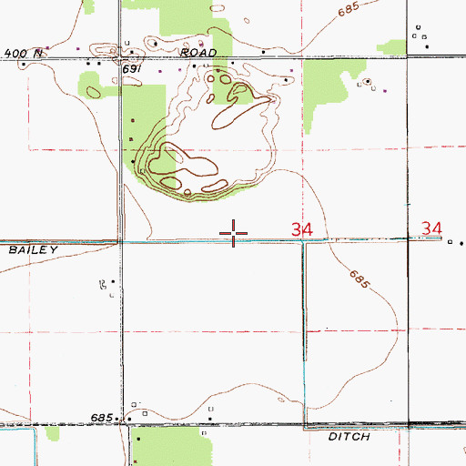 Topographic Map of Bailey Ditch, IN