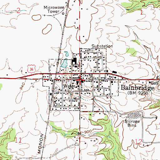 Topographic Map of Bainbridge, IN
