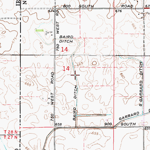 Topographic Map of Baird Ditch, IN