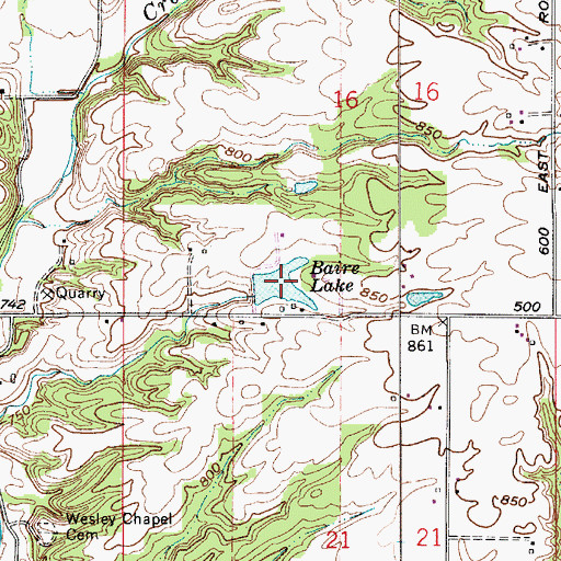 Topographic Map of Baire Lake, IN