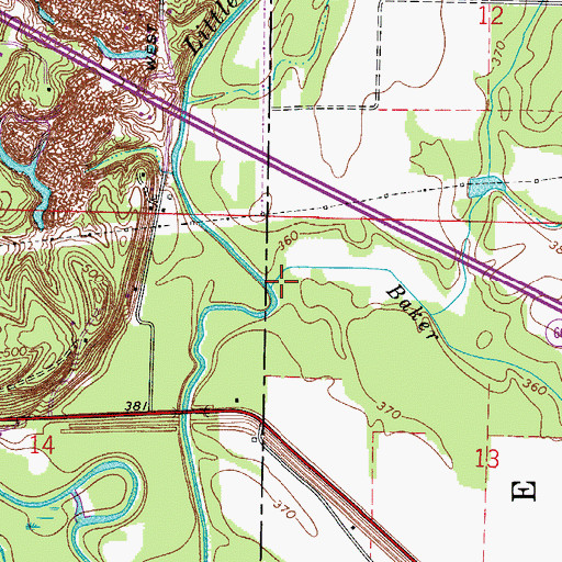 Topographic Map of Baker Creek, IN