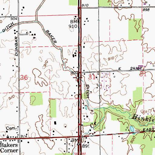 Topographic Map of Baker Ditch, IN