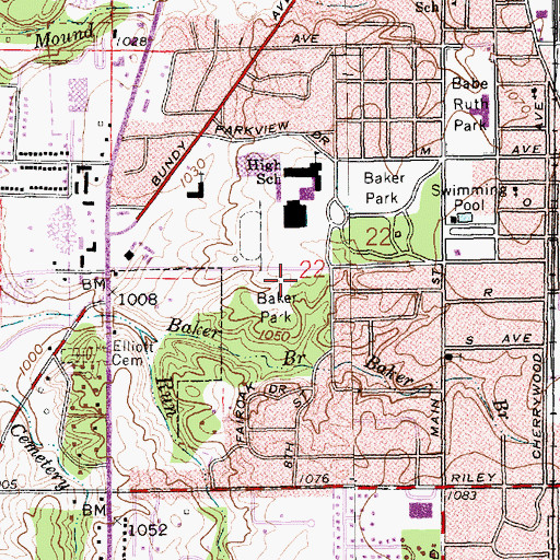 Topographic Map of Baker Park, IN
