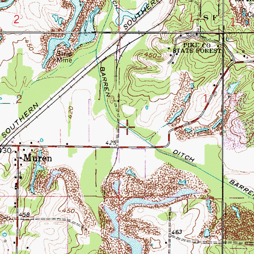 Topographic Map of Bakren Ditch, IN