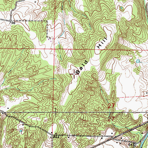 Topographic Map of Bald Hill, IN