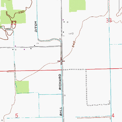 Topographic Map of Ball Richard Ditch, IN