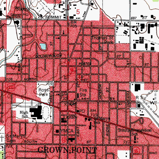 Topographic Map of Timothy Ball Elementary School (historical), IN