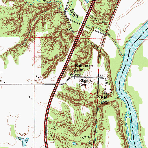 Topographic Map of Baltimore Cemetery, IN