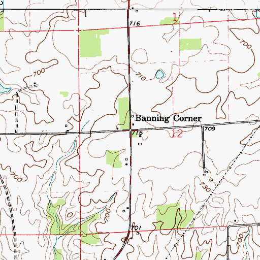 Topographic Map of Banning Corner, IN