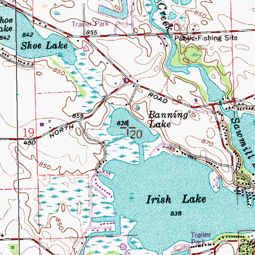 Topographic Map of Banning Lake, IN