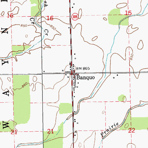 Topographic Map of Banquo, IN