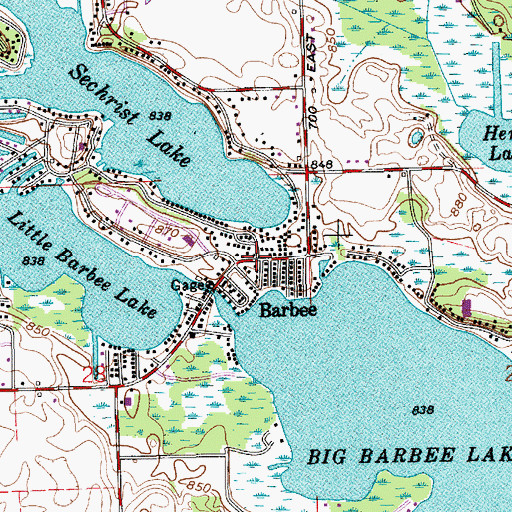 Topographic Map of Barbee, IN