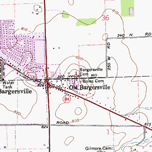 Topographic Map of Bargersville Cemetery, IN