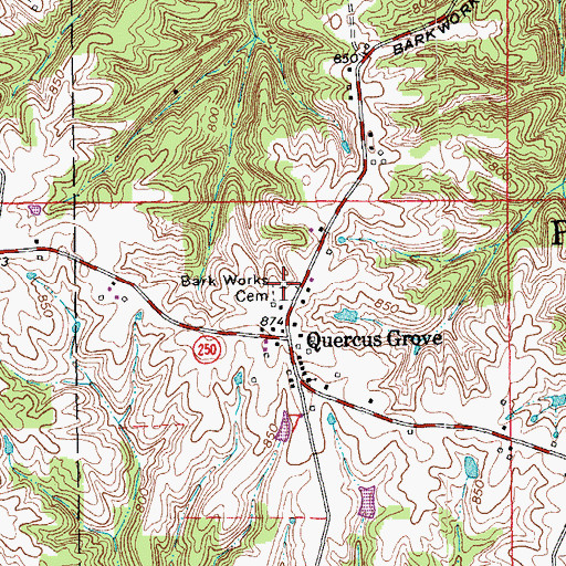 Topographic Map of Bark Works Cemetery, IN