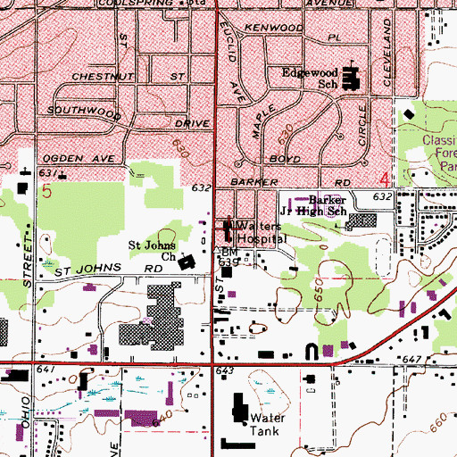 Topographic Map of Barker Junior High School, IN