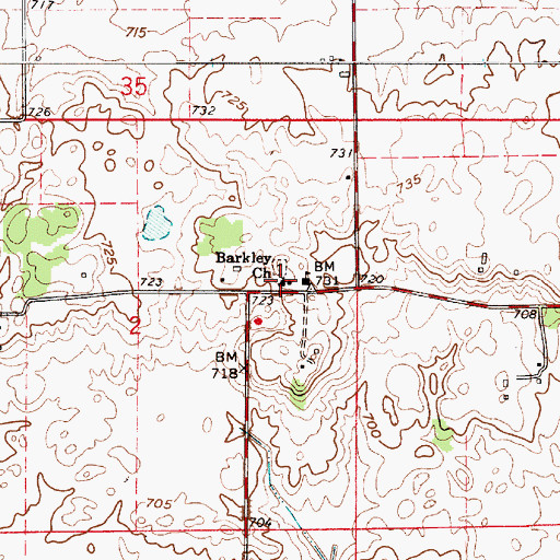Topographic Map of Barkley Church, IN
