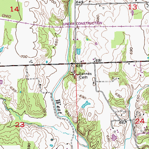 Topographic Map of Barnes Community Cemetery, IN