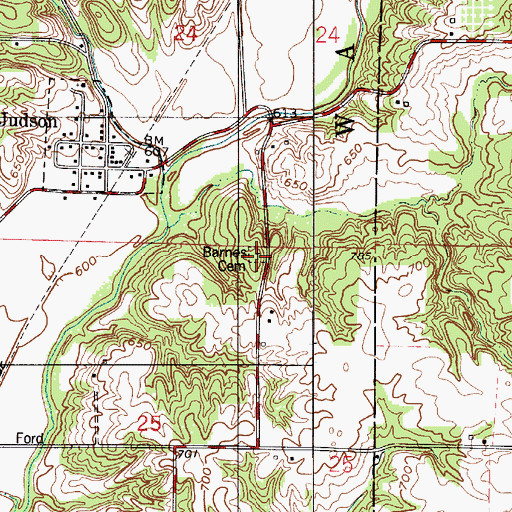 Topographic Map of Barnes Cemetery, IN