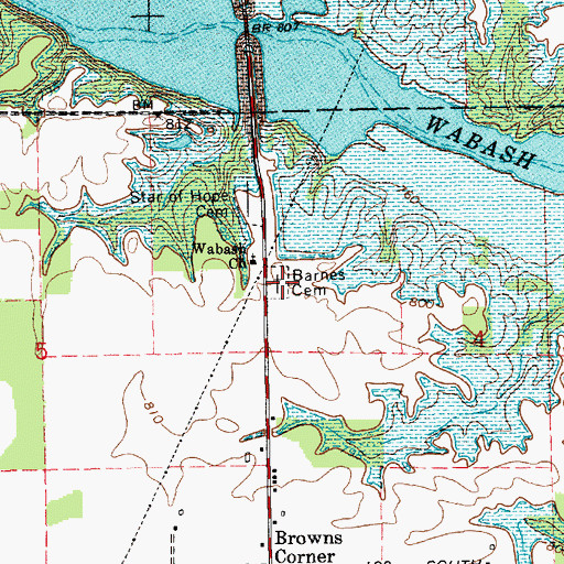Topographic Map of Barnes Cemetery, IN